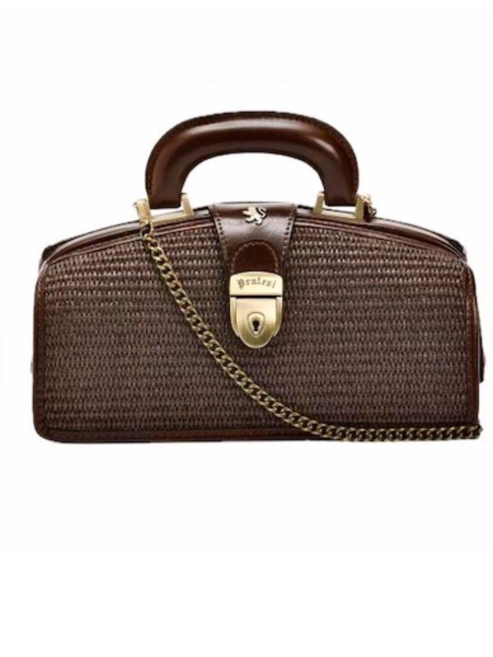 Pratesi Lady Brunelleschi Nana Handbag Firenze Italian Woven Crossbody Bag Brown